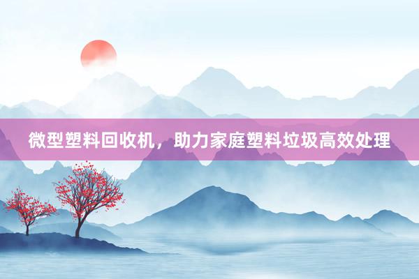 微型塑料回收机，助力家庭塑料垃圾高效处理